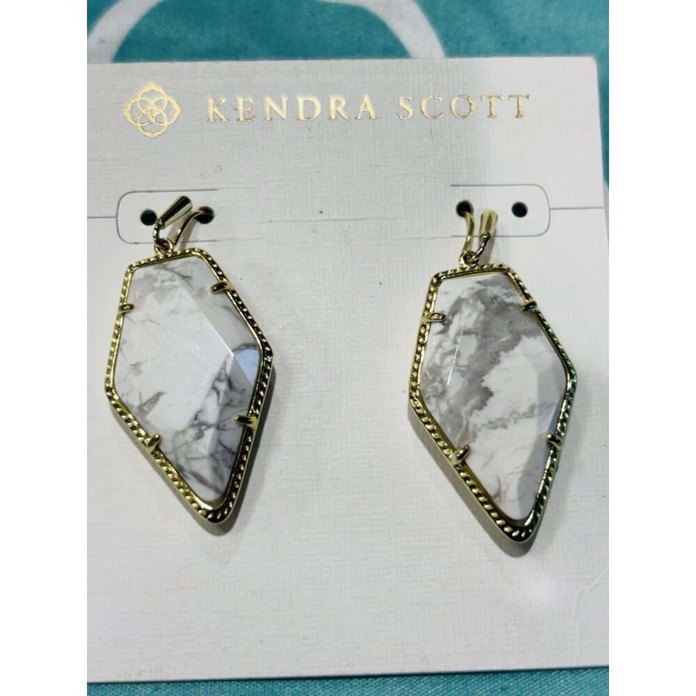 Kendra Scott Gold Howlite Marble Tessa Earrings - Picture 3 of 4